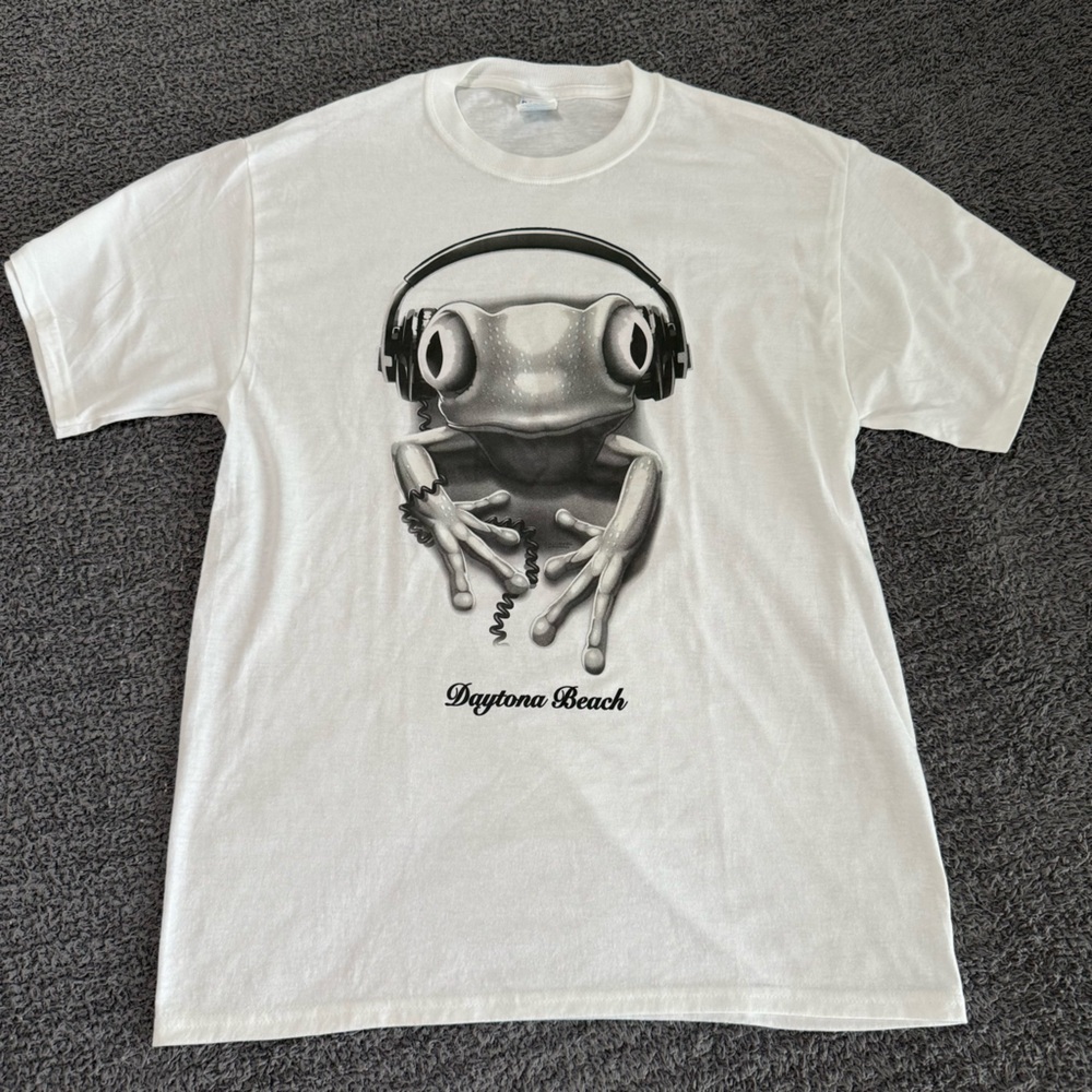 🔥Vintage *Color Change UV* Daytona Beach Frog DJ Shirt Tee Medium Port & Company
